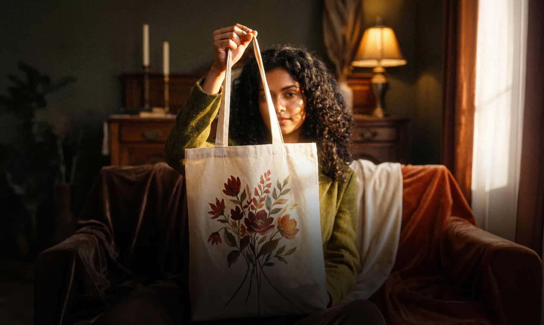 Hand-painted tote bag, hero photo
